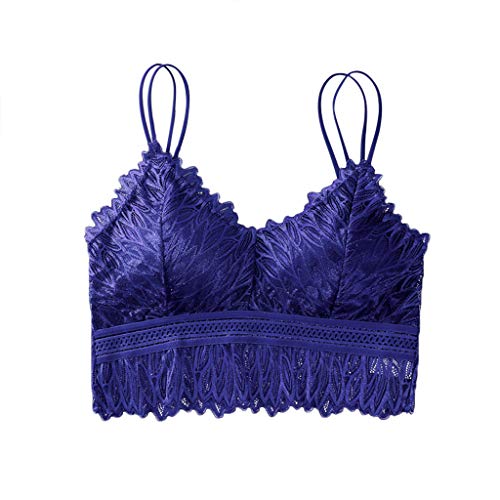 Top encaje Kamisol espalda lencería sexy Beauty Wrap Base Bra Bandeau Top, azul, Talla única