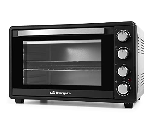 Orbegozo HOT 456 - Horno eléctrico de sobremesa con convección, 45 L, temporizador, termostato regulable, calor superior/inferior, bandeja recogemigas, 2000 W