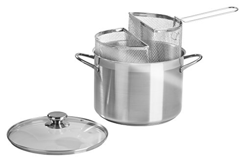 Barazzoni Spa 421049524 Barazzoni Spaghettiere Double Basket, ø24cm, 7,25Lt, Acciaio INOX 18/10. Made in Italy, Acero Inoxidable, Gris, 24 cm