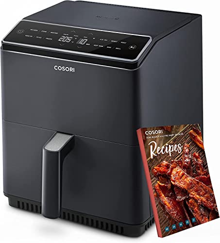 COSORI Freidora sin Aceite Inteligente 6.4 L, Freidora de Aire Caliente con Doble Calefacción, sin Agitación sin Precalentamiento, Air Fryer con Recetas en Español y 12 Programas, Gris Oscuro, P583S