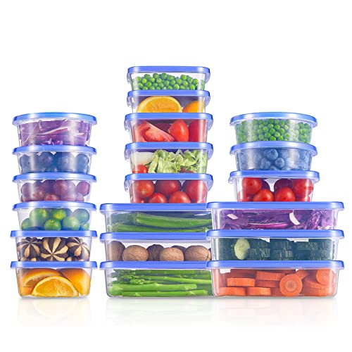 D.Perlla Recipientes para Alimentos, 20 Piezas (20 Envase, 20 Tapa) Plástico Herméticos Contenedores de Alimentos Sin BPA, Apto para Microondas, Congelador y Lavavajillas,Transparente