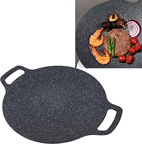 TUPOSTAR SartéN Antiadherente Para Parrilla De Piedra MéDica MultifuncióN, SartéN A La Parrilla Coreana, Compatible Para InduccióN, Estufa De Gas, Estufa EléCtrica,Negro,14 inches