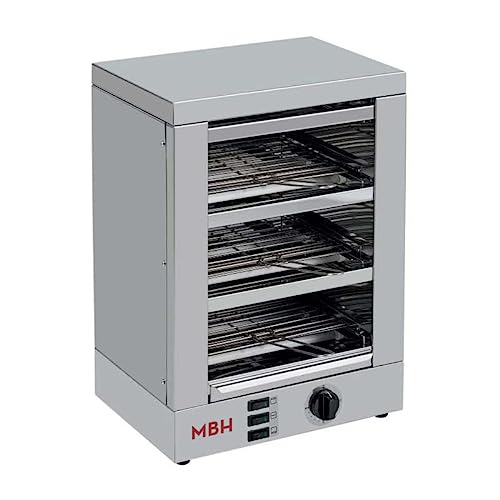 MBH - Tostadora profesional 3 pisos INOX eléctrica para HOSTELERÍA. Horno tostador de pan industrial para bar y restaurante.