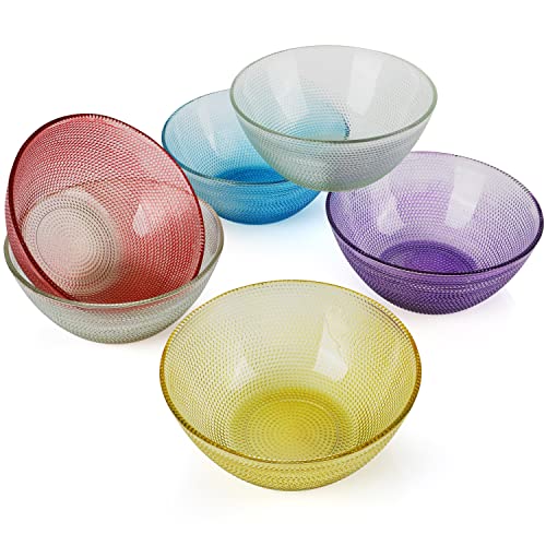 FRESHLY CONTAINED Pack de 6 Cuencos Cocina para Prepapar Alimentos/Mezclar Libre de BPA - 11,3 cm Bol Ensalada, Postres - Cuencos Desayuno Translúcidos y Coloridos