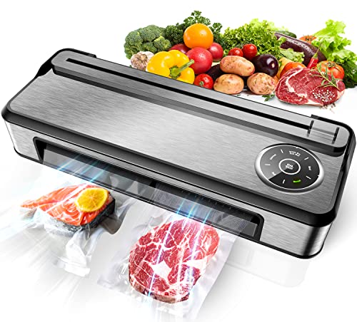 Envasadora al Vacio Automática -85 Kpa, Envasadora al Vacio Domestica y Comercial 6 en 1 con Cortador, Embasadoras Vacio con Inducción Automática, Adecuada para Alimentos Secos y Húmedos