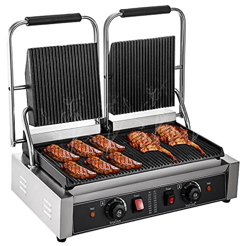 VEVOR Parrilla Eléctrica Sanwichera Plancha Cocina de Acero Inoxidable 3600W Plancha Grill Sandwichera Plancha Parrilla Eléctrica Comercial Plancha de Asae Eléctrica Sandwichera con Tapa Flotante