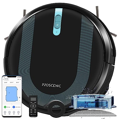 proscenic 850T Robot Aspirador y Fregasuelos, Robot Aspirador 3000Pa, Versión Nueva, Potente para Mascotas, Navegación Inteligente,Depósito Mixto 2 en 1, Control por Siri, App, Alexa y Google Home