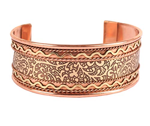 Touchstone Copper healing bracelet Tibetan style. Hand forged with solid and high gauge pure copper. Beautiful embossed design.