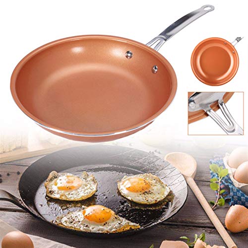 sarten Antiadherente Cacerola de cobre de la bandeja antiadherente con recubrimiento de cerámica Fácil limpieza Larga Larga Duradero Herramienta de cocina Cocina Wok Cookware ( Blatt-Größe : 22cm )