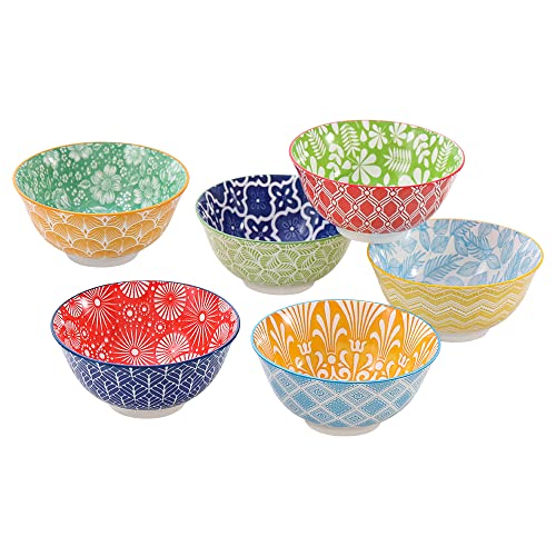 Cuencos Desayuno Bol Sopa Ceramica - Juego de 6 Tazones de Cereales Ensalada en Porcelana para Cocina - Boles Colores de 700 ml de Comida - Set Cuenco Ramen para Arroz | Consome | Gazpacho - 15,7 cm