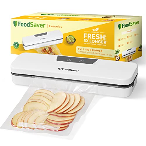 FoodSaver Everyday envasadora al vacío | Mantiene los alimentos frescos hasta 5X más tiempo* | Diseño compacto | Con 5 bolsas para envasar al vacío (0,94 l y 3,78 l) | VS0290X