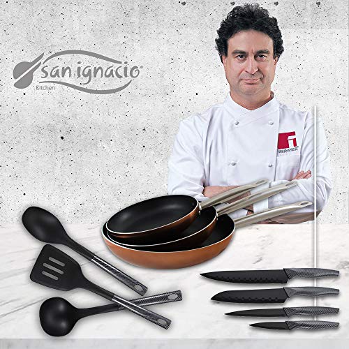 San Ignacio Professional Chef Copper Cocina, Set 3 sartenes + 4 Cuchillos + 3 Utensilios