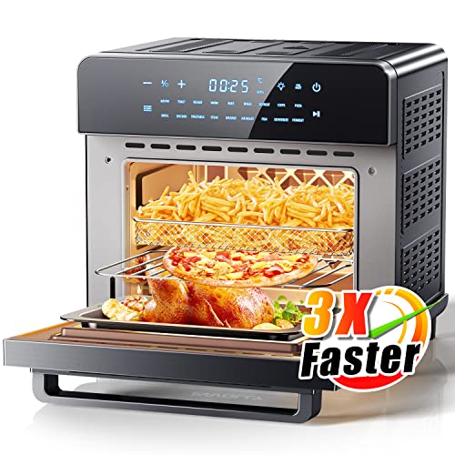 Involly Freidora de Aire 15L, Freidora sin Aceite con 18 Programas, Horno Aire Caliente Air Fryer, 1600W Cocción Rápida, para Pollo Asado, Pizza y Papas Fritas, 4 Accesorios y 26 Recetas