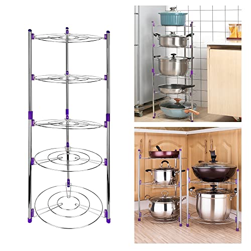 YUENWUZINIC Soporte para Sartenes y Ollas 6 Niveles Estante Vertical para Almacenamiento de Cocina Soporte de Metal Cromado Organizador Cocina para Sartenes Tapaderas Ollas Cestas, Ahorra Espacio 