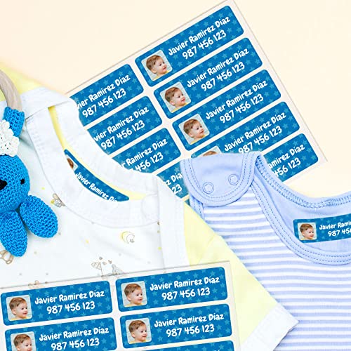 ETIQUETAS PARA ROPA PERSONALIZADAS CON 2 LÍNEA DE TEXTO PARA MARCAR TODAS LAS PRENDAS DE LOS NIÑOS PARA EL COLE O LA GUARDERÍA (20)