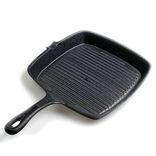 Big BBQ Frying Pan and Steak Pan Cast Iron Rectangular Ribbed 22.5